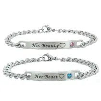 Silver His Beast Her Beauty Love Chain Jewerly Bracelet