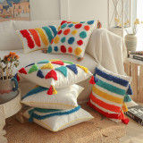 Rainbow Wool Decorative Throw Pillow Case Cushion Covers For Sofa Couch Bed Chair