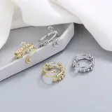 Silver Adjustable Anti Anxiety Beaded Spinner Rings Stacking Spinning Worry Ring