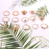 Gold Diamond Butterfly Snake Vintage Knuckle Stackable Finger Rings Set