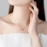 Silver Interlocking Double Circles Clavicle Pendant Chain Jewelry Necklace