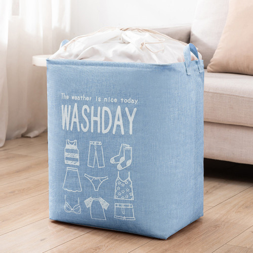 Flax Washday Slogan Folding Storage Box Dustproof Basket