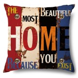 4PCS Home Cotton Decorative Letter Stripe Throw Pillow Case Cushion Covers For Sofa Couch Bed Chair