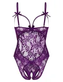 Women's Sling Lace Flowers Transparent Sexy Underwear Open Bowknot Bodysuit
