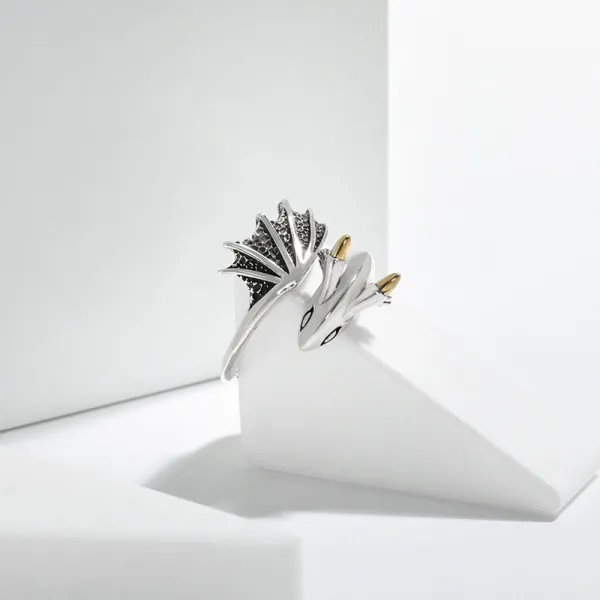 Silver Pterosaur Punk Adjustable Stackable Finger Rings