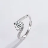 Silver Moissanite Shiny Diamond Ring For Women Girls With Gift Box