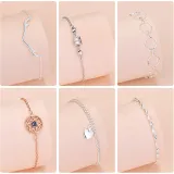 Silver Antlers Love Beads Heart Clavicle Pendant Chain Jewelry Bracelet