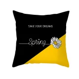 4PCS Home Cotton Decorative Throw Pillow Daisy Pttern Case Cushion Covers For Sofa Couch Bed Chair