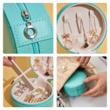 Circular Zipper Type PU Leather Jewelry Box For Girls and Women