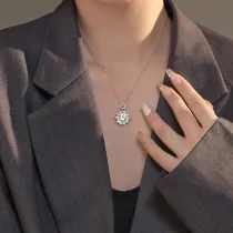 Gold Sunflower Rotating Opening Ring Necklace