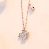 Sterling Silver Good Luck Four Leaf Clover Clavicle Pendant Chain Jewelry Necklace