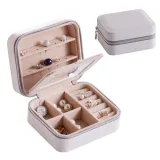 Rectangle Zipper Type PU Leather Jewelry Box with Mirror For Girls and Women