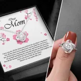 Mother's Day Love You 925 Sterling Silver Moissanite Drill Adjustable Necklace Ring Earring With Rose Box