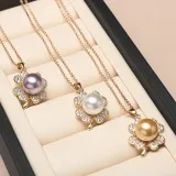 Diamante Jewelry Clover-Shaped Pearl Necklace and Earring Set For Women Girls With Box