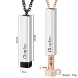 Pulling Type Square Necklace with Name Engrave DIY Customizable Mother's Day Gift