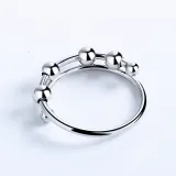 Silver Adjustable Anti Anxiety Beaded Spinner Rings Stacking Spinning Worry Ring