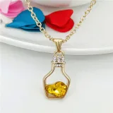 Heart Type Crystal Pendant Silver Golden Chain Jewelry Necklace