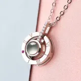 100 languages I love you Round Projection Clavicle Zircon Diamond Chain Jewelry Necklace