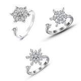 Zircon Diamonds Anxiety Stainless Steel Spinner Relieveing Ring Flower Butterfly Jewelry Rings