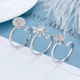 Jewelry Hexagram Daisy Spinner Rings for Anxiety Full Diamond Adjustable