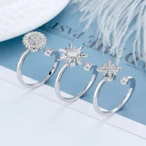 Jewelry Hexagram Daisy Spinner Rings for Anxiety Full Diamond Adjustable