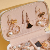 Rectangle Zipper Type PU Leather Jewelry Box For Girls and Women