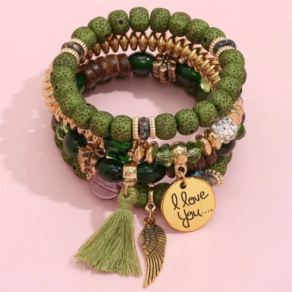 Crystal Multi Layer Clashing Turquoise Clavicle Pendant Chain Jewelry Bracelet