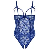Women's Sling Lace Flowers Transparent Sexy Underwear Open Bowknot Bodysuit