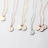 2PCS Pendant Necklace and Bracelet Plated Disc Double Side Engraved A-Z Letter Jewelry Gift for Women