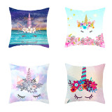 4PCS Rainbow Unicorn Home Cotton Decorative Throw Pillow Case Cushion Covers