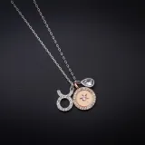 Sterling Silver Twelve Constellations Clavicle Zircon Diamonds Pendant Chain Jewelry Necklace