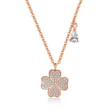 Sterling Silver Good Luck Four Leaf Clover Clavicle Pendant Chain Jewelry Necklace