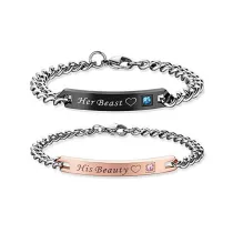 Silver His Beast Her Beauty Love Chain Jewerly Bracelet