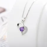 Sterling Silver Zircon White Diamond Love Clavicle Pendant Chain Jewelry Necklace