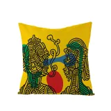 4PCS Home Cotton Decorative Graffiti Style Throw Pillow Case Cushion Covers For Sofa Couch Bed Chair