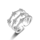 Three Rows Star Diamond Opening Adjustable Ring Gifts