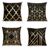 4PCS Home Cotton Decorative Gold Blocking Throw Pillow Case Cushion Covers For Sofa Couch Bed Chair