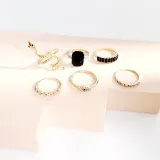 6PCS Snake Shape Bohemia Diamond Vintage Knuckle Stackable Finger Rings Set