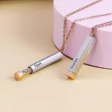Pulling Type Square Necklace with Name Engrave DIY Customizable Mother's Day Gift