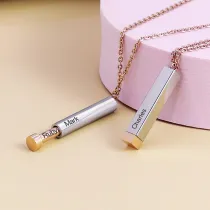 Pulling Type Square Necklace with Name Engrave DIY Customizable Mother's Day Gift