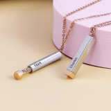 Pulling Type Square Necklace with Name Engrave DIY Customizable Mother's Day Gift