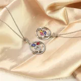 DIY Round Butterfly Birthstones Necklace with Name Engraved Custom Gift For Mom Friends