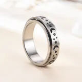 Star and Moon Stainless Steel Ring for Fidget Ring Anxiety Stress Relief