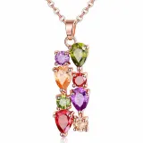 4PCS Colorful Drop Diamond Ring Earring Necklace Bracelet Jewelry Set Crystal Gift For Women Girls