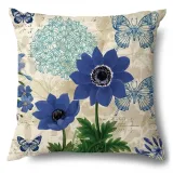4PCS Home Cotton Decorative Spring Flower and Butterfly Throw Pillow Case Cushion Covers For Sofa Couch Bed Chair