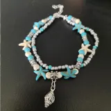 Turtle Anklets Multilayer Beads Handmade Animal Shell Beach Set Boho Foot Jewelry