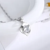 Sterling Silver Zircon White Diamond Clover Clavicle Pendant Chain Jewelry Necklace