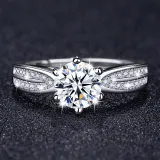 Silver Couple Rings Diamond Eternity Engagement Wedding Band With Gift Box