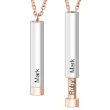 Pulling Type Square Necklace with Name Engrave DIY Customizable Mother's Day Gift