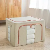 Storage Box Flax Pure Colo Dustproof With Clear Window Carry Handles
